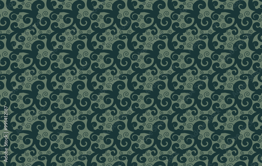 Wallpaper print. Antique style seamless pattern wallpaper design vector illustration. Creative abstract drawing background with spiral shapes.