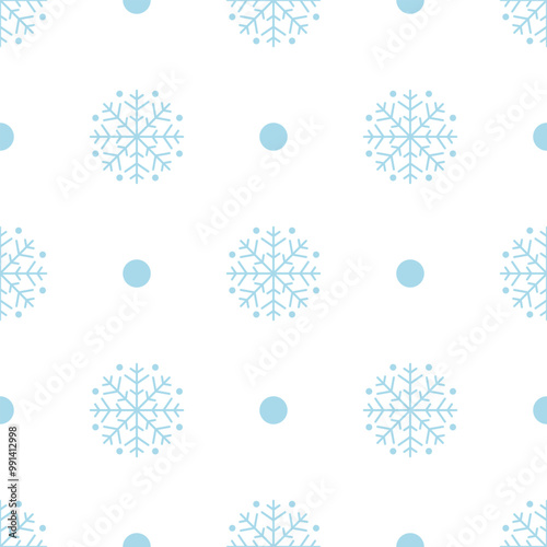 Black snowflakes seamless pattern on white Christmas background.