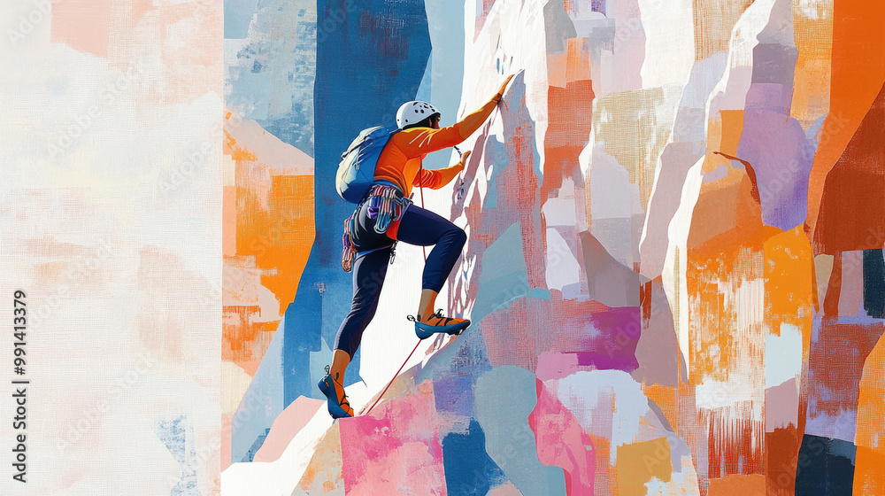 Fototapeta premium Rock Climber Scaling a Cliff Face wallpaper 