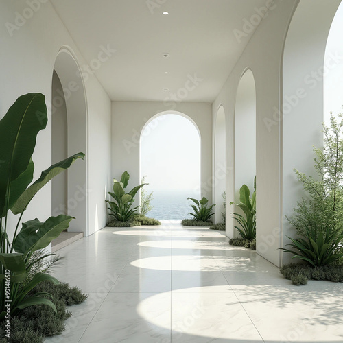 Принти на полотні white, geometric renaissance interior depth-plunged over a lush dreamscape