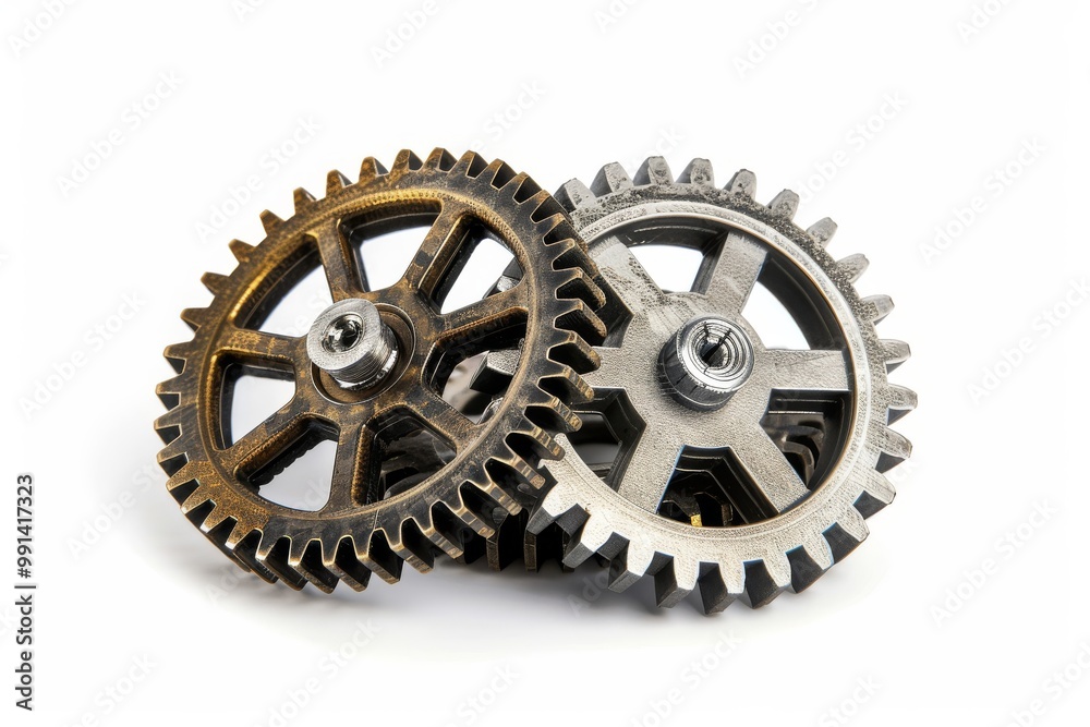 Interlocked Mechanical Gears and Cogs on a White Background Interlocked Mechanical Gears and Cogs on a White Background