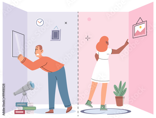 Social distance vector illustration. Social distancing measures prioritize public safety and well being Maintaining physical distance is preventive step to combat pandemic The social distance metaphor