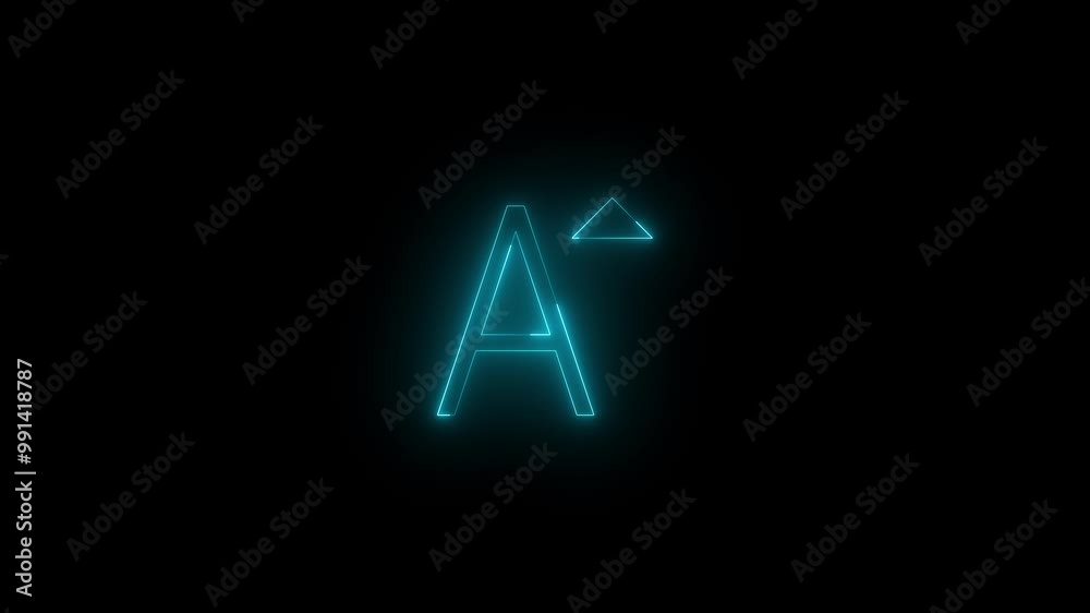 Neon font increase icon glowing black background animation