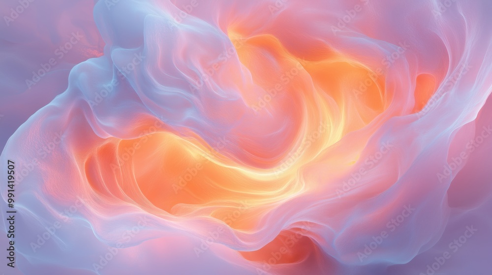 Obraz premium Abstract Ethereal Swirling Colors - Dreamy Soft Pastel Hues of Orange and Blue in Fluid Motion, Perfect for Backgrounds, Art Projects, and Creative Designs