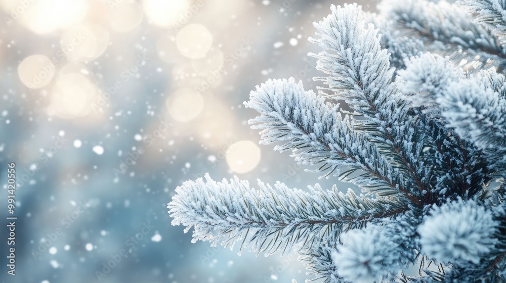 Winter Christmas background with snow-covered pine trees and frosty air, capturing the cold beauty of the holiday season Winter Christmas background with snow-covered pine trees and frosty air, capturing the cold beauty of the holiday season