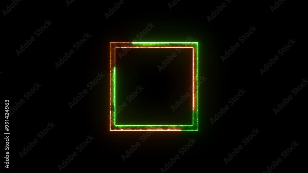 Square shape symbol icon glow neon fire symbol animation Square shape symbol icon glow neon fire symbol animation