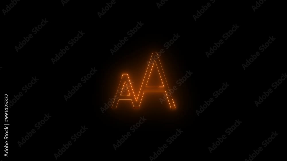 Neon font size icon glowing black background animation Neon font size icon glowing black background animation