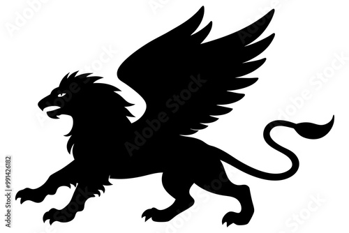 Griffin in Flight Silhouette Clipart