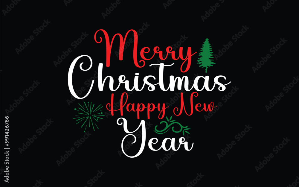 Fototapeta premium Christmas Typography T-shirt Design Vector Graphic Template