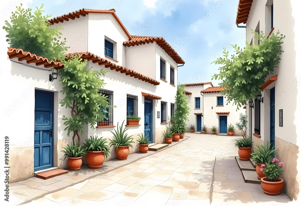 Fototapeta premium Porto Cervo, Sardinia, Italy. A street in the center of Porto Cervo