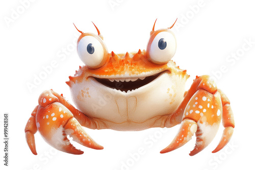 Friendly Crab Cartoon Character on Transparent Background photo