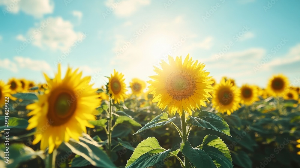 Fototapeta premium Sunflowers Reaching for the Bright Sunlight
