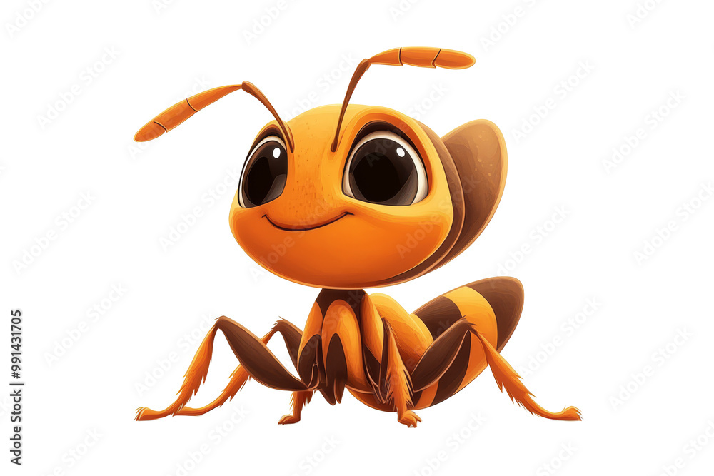 Fototapeta premium Funny Ant Cartoon on transparent background
