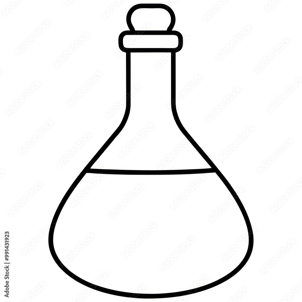 Laboratory Flask With Liquid Displayed on a White Background for Educational Purposes Laboratory Flask With Liquid Displayed on a White Background for Educational Purposes
