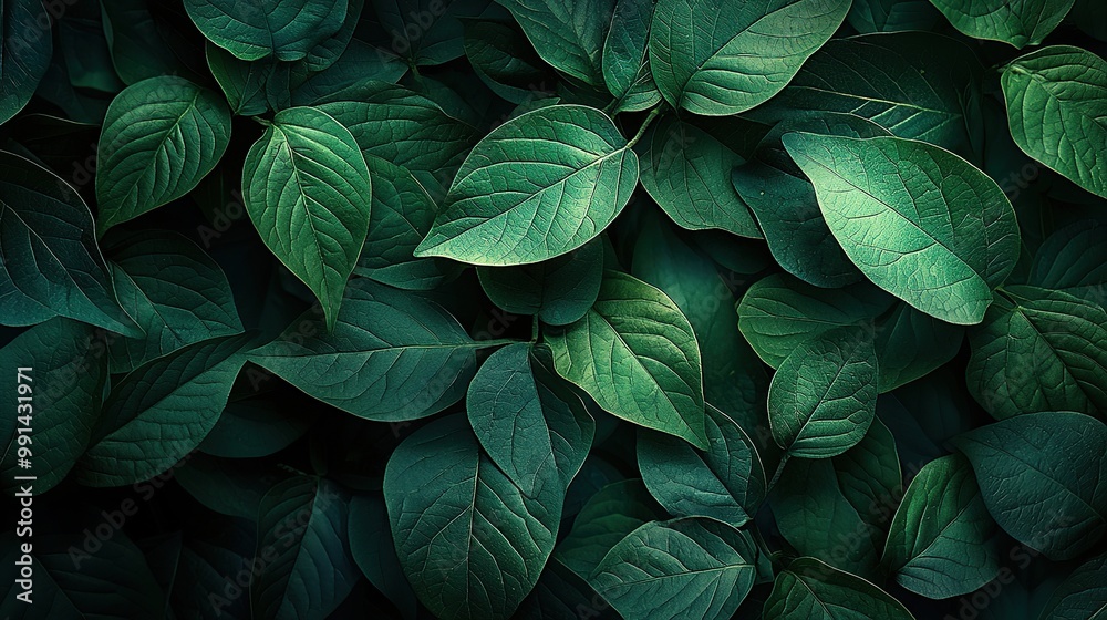 Lush green foliage background with overlapping leaves. Lush green foliage background with overlapping leaves.