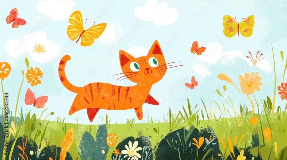 Orange Cat in a Spring Meadow Orange Cat in a Spring Meadow