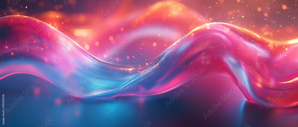 Captivating ribbon-like glass forms intertwined with pulsing holographic waves and glowing lines for a visually engaging banner design Captivating ribbon-like glass forms intertwined with pulsing holographic waves and glowing lines for a visually engaging banner design