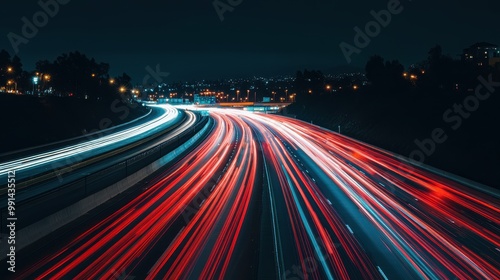 Low Angle Shot of Busy Highway at Night