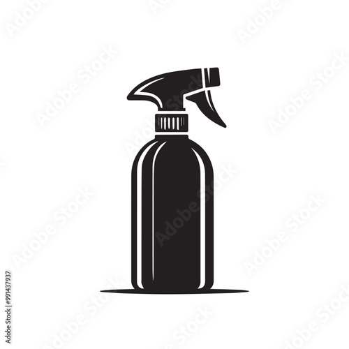 Spray bottle vector silhouette. Spray bottle logo, icon. Spray bottle silhouette black and white.