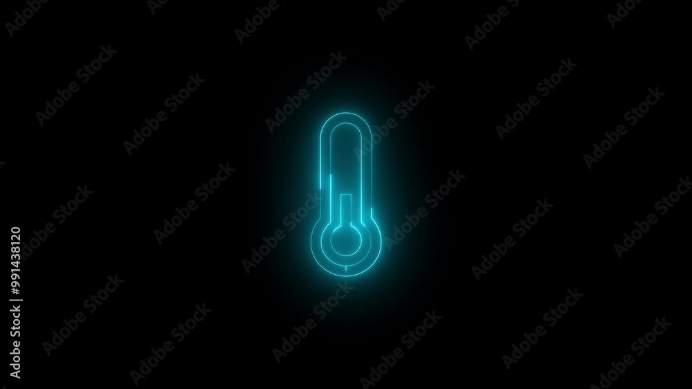 Neon frigid icon white glowing black background animation Neon frigid icon white glowing black background animation