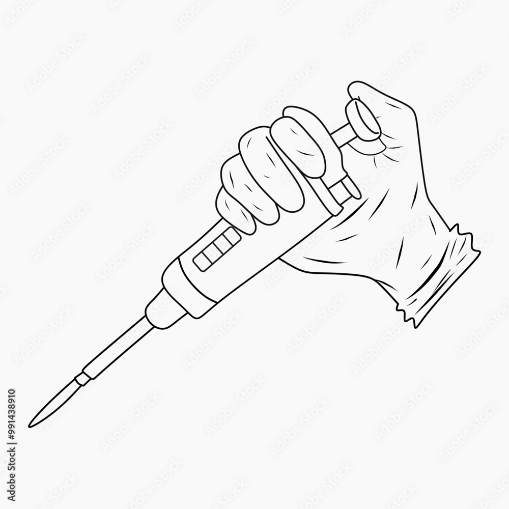 Obraz premium Free Hand Holding Pipette Outline Illustration