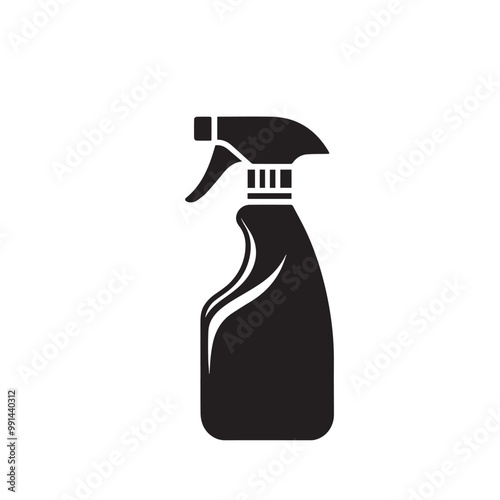Spray bottle vector silhouette. Spray bottle logo, icon. Spray bottle silhouette black and white.