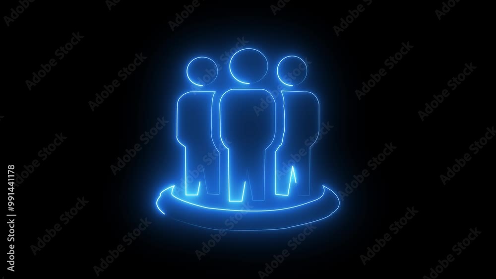 icon of friendship embracing each other with a glowing neon effect