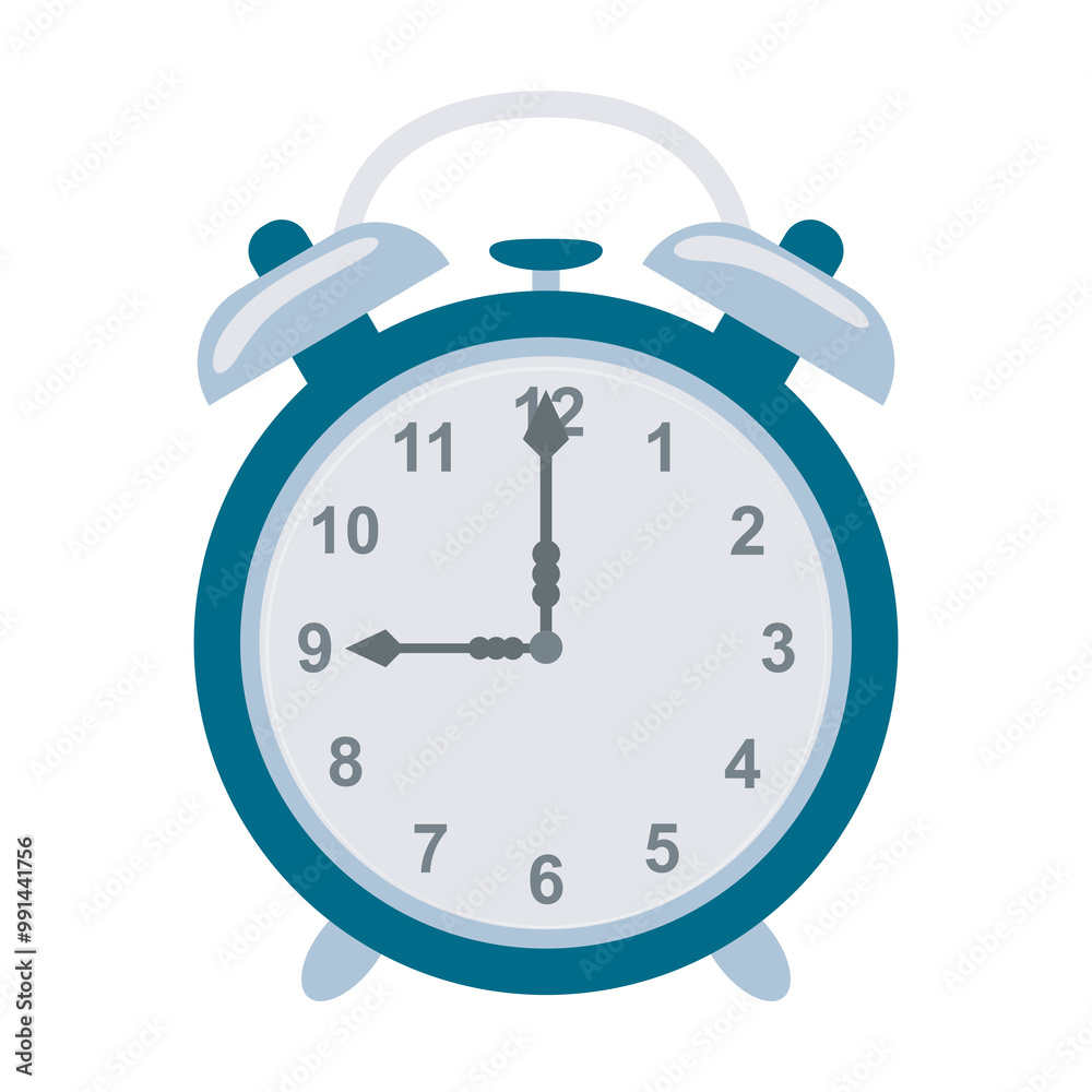 Retro alarm clock in flat design. Round shape clock with morning bell. Vector illustration isolated. Retro alarm clock in flat design. Round shape clock with morning bell. Vector illustration isolated.