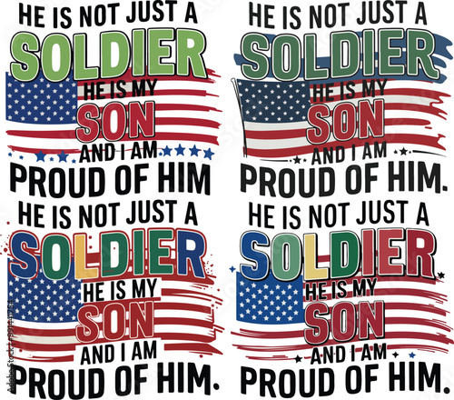 Patriotic T-Shirt Design: Proud Soldier’s Parent with US Flag