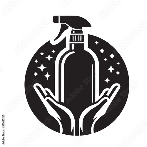 Spray bottle vector silhouette. Spray bottle logo, icon. Spray bottle silhouette black and white.