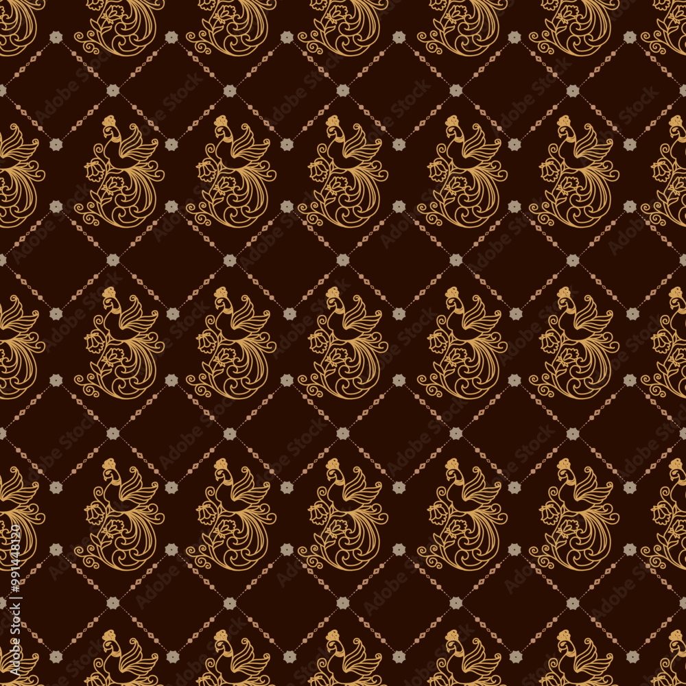 Damask Pattern on Brown Background ethnic pattern vector textile carpet clothing Damask Pattern on Brown Background ethnic pattern vector textile carpet clothing
