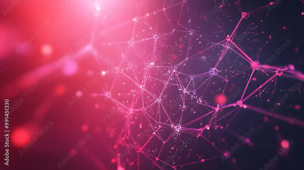 Abstract Pink and Purple Geometric Network with Blurred Lights