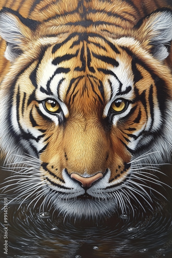 Obraz premium Realistic Acrylic Paintings on canvas a portrait of a Bengal tiger in profile