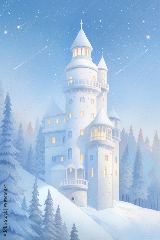 Snowcovered enchanted observatory tower Snowcovered enchanted observatory tower