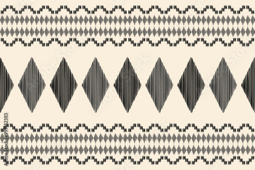 Ethnic Traditional ikat motif fabric pattern geometric style.Ikat embroidery Ethnic oriental pattern cream background wallpaper. Abstract,vector,illustration.Texture,frame,decoration.