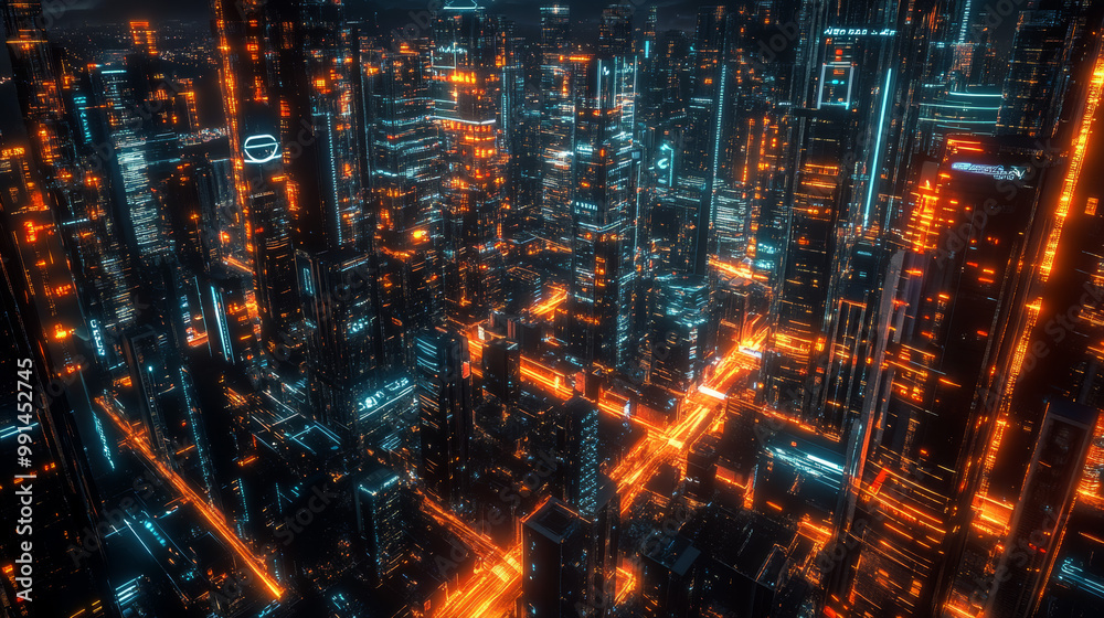 A smart city at night, glowing with the power of 5G and WiFi. This futuristic city connects everything with the internet, making life fast, convenient, and always connected. A smart city at night, glowing with the power of 5G and WiFi. This futuristic city connects everything with the internet, making life fast, convenient, and always connected.