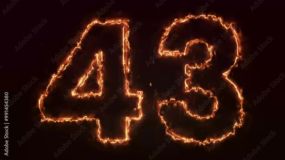 Burning Number. Fire number 43 animation Burning Number. Fire number 43 animation