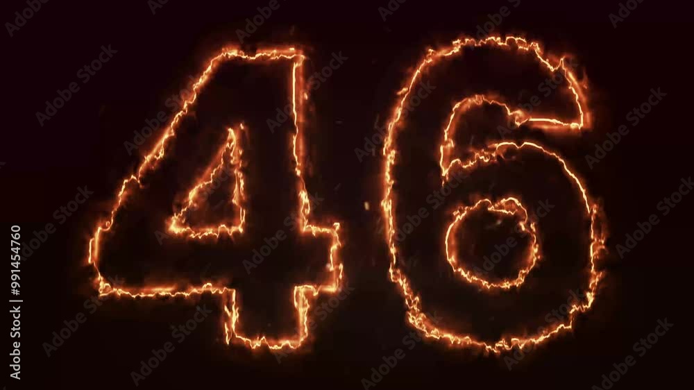 Burning Number. Fire number 46 animation