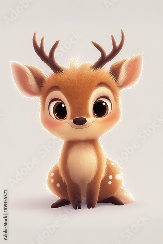 A cute 3d deer isolated on light background