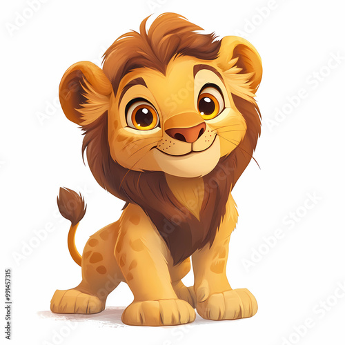 lion cartoon isolated on white photo