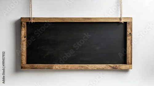 Smooth modern chalkboard framed in a wooden frame. Generative AI.