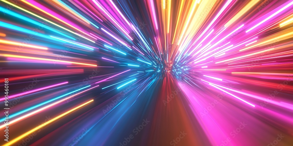 Obraz premium Abstract light speed background with colorful lights