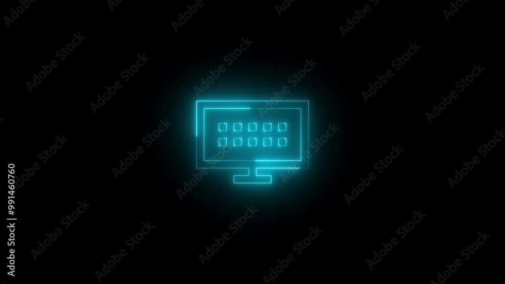 Neon go to start icon glowing black background animation Neon go to start icon glowing black background animation