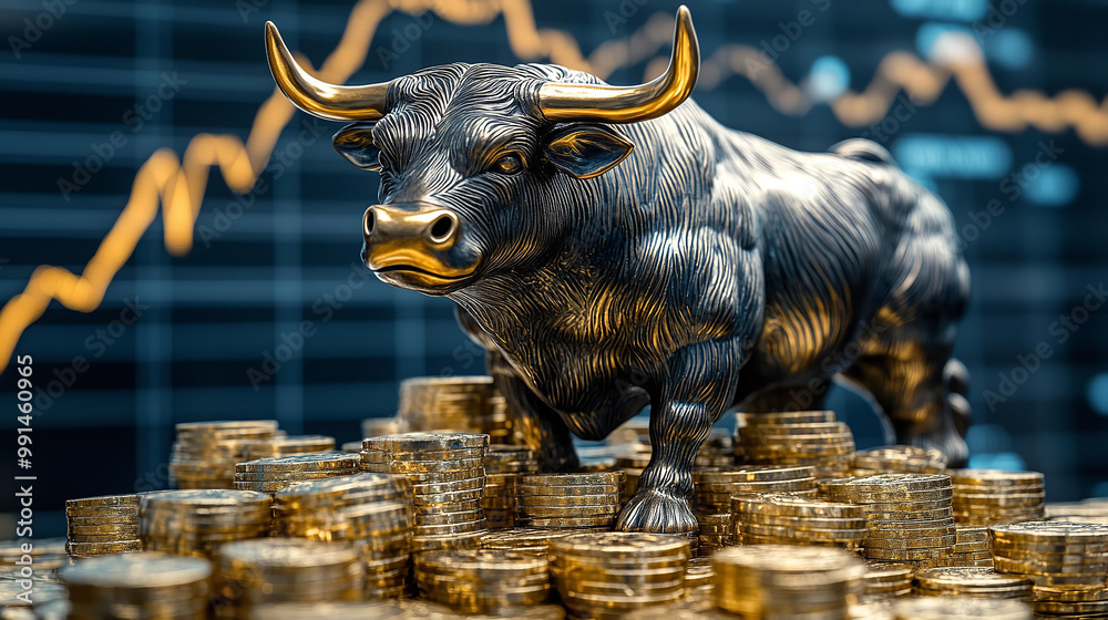 Bronze Bull Market stays on top of golden coins Bronze Bull Market stays on top of golden coins