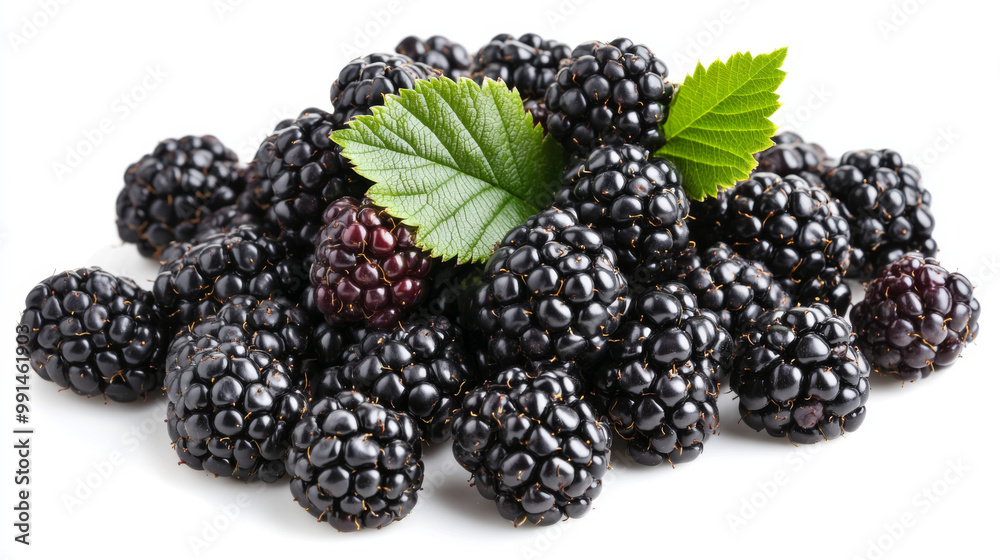 Blackberries, the juicy fruit of a bramble bush, are shown in a pile on a white background. This image is perfect for creating designs, like artwork or graphic design projects. Blackberries, the juicy fruit of a bramble bush, are shown in a pile on a white background. This image is perfect for creating designs, like artwork or graphic design projects.