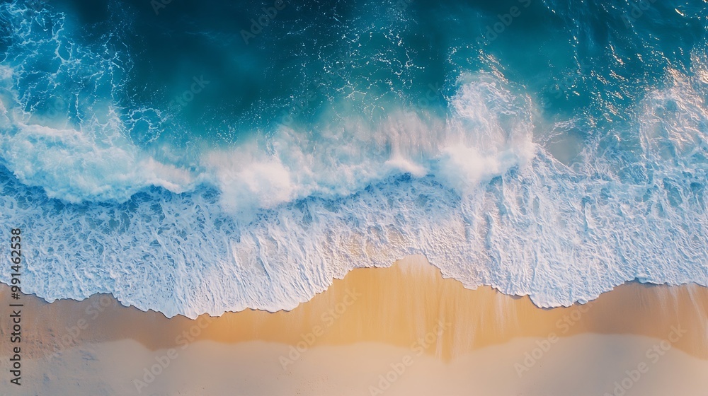 Summer seascape beautiful waves blue sea water in sunny day Top view from drone Sea aerial view amazing tropical nature background Beautiful bright sea waves splashing and beach sand s : Generative AI Summer seascape beautiful waves blue sea water in sunny day Top view from drone Sea aerial view amazing tropical nature background Beautiful bright sea waves splashing and beach sand s : Generative AI