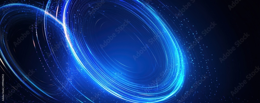 Abstract blue circular light design on a dark background, ideal for technology and digital themes. Abstract blue circular light design on a dark background, ideal for technology and digital themes.