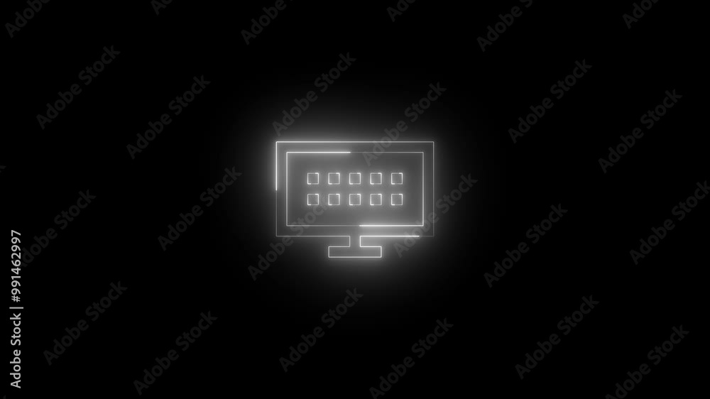 Neon go to start icon glowing black background animation Neon go to start icon glowing black background animation