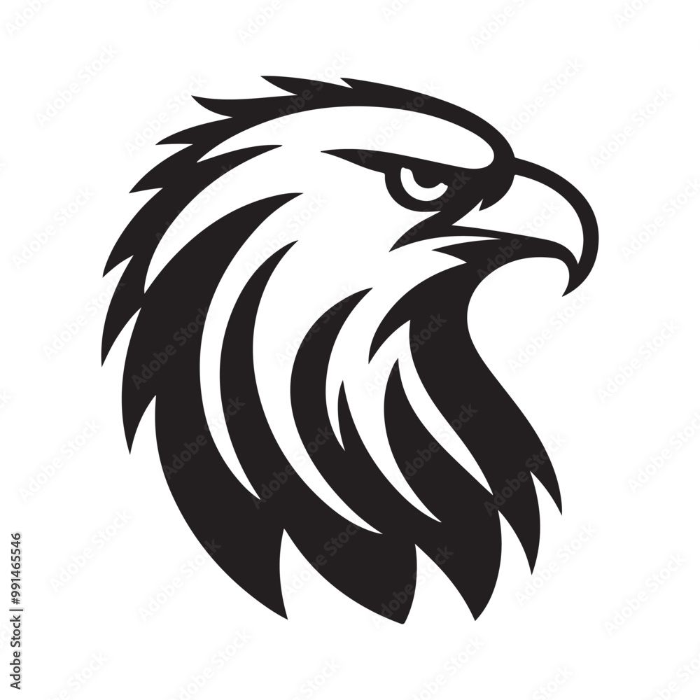 Obraz premium Eagle head silhouette vector illustration, head stylized logo