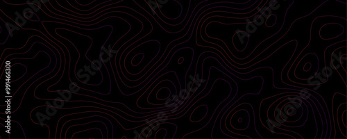 Vertical Topography Banner A Black Color Template Design with Wavy Contour Lines and Geometric Terrain Patterns for Social Media Frames
